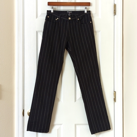 Ralph Lauren Polo Jeans 90's Vintage Embroidered Pinstripe Straight Leg Jeans 4 - Picture 1 of 15